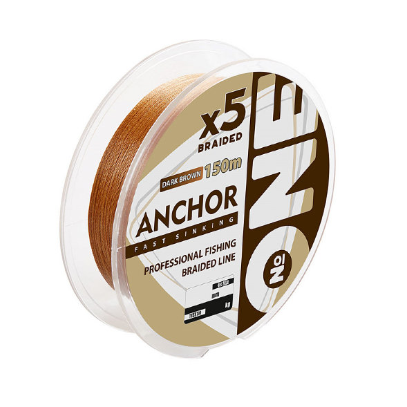 Тонущая плетеная леска IAM №ONE ANCHOR 5x 150m, диаметр 0,18 мм Тёмно-коричневый