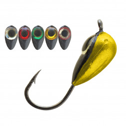 Мормышка вольфрамовая Lumicom Банан с ушком Ф5 AuFL с окун. фосф. гл.